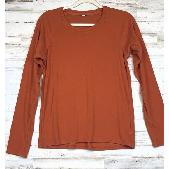 Women's Burnt Orange Soft Long Sleeve Tshirt Blouse Medium - Picture 1 of 6